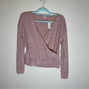 Gap Softspun Wrap Long Sleeve Top in Blush Pink